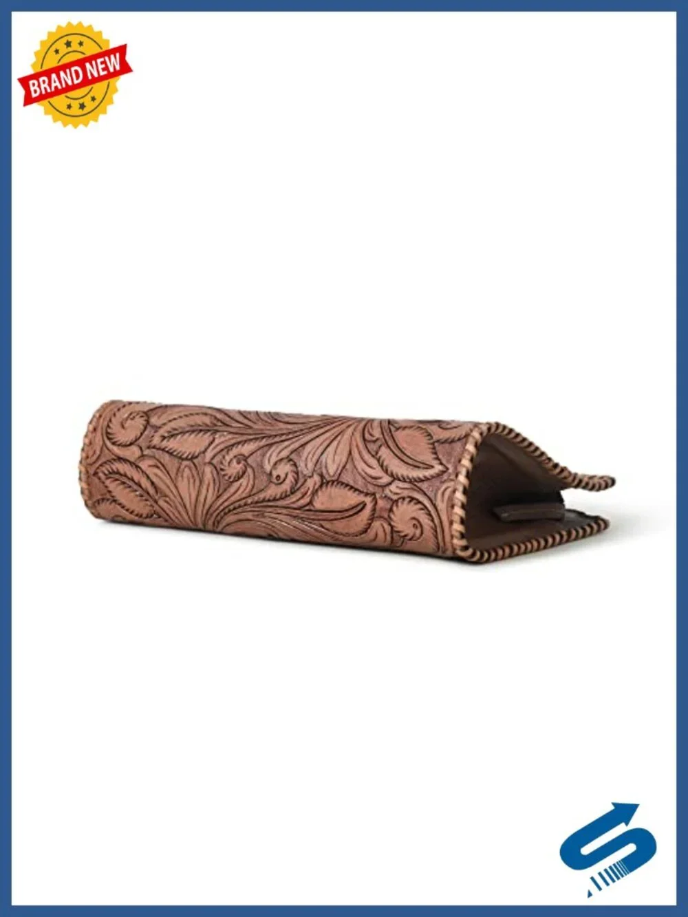 Genuine Leather Handcrafted Floral Clutch Purse - Western Embossed Handbag